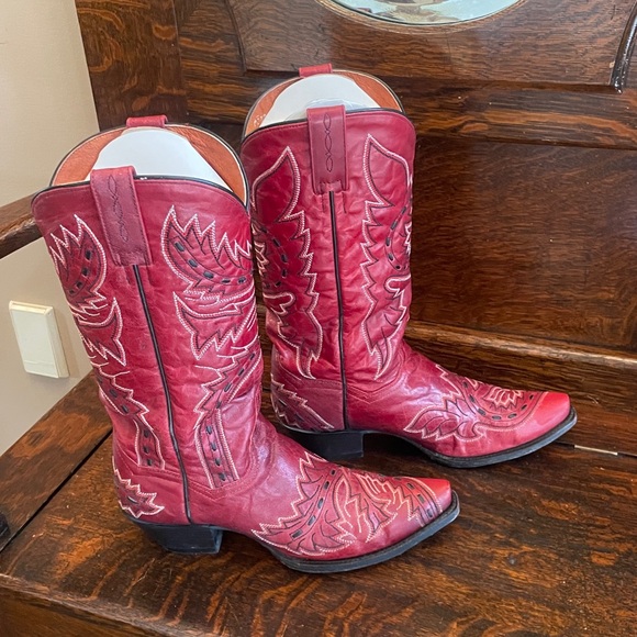 Dan Post Red Cowboy Boots (Sidewinder Style 3455) size 8.5 B - Picture 7 of 12